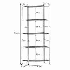 Стеллаж на металлокаркасе &laquo;Валенсия-25&raquo;, 655&times;300&times;1555 мм, 5 полок, черный