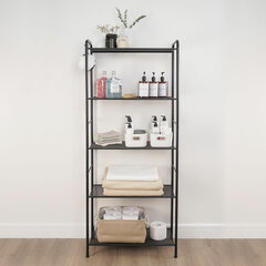 Стеллаж на металлокаркасе &laquo;Валенсия-25&raquo;, 655&times;300&times;1555 мм, 5 полок, черный