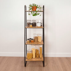 Стеллаж на металлокаркасе &laquo;Скандинавия-14&raquo;, 450&times;385&times;1470 мм, 4 полки ЛДСП, черный/<wbr/>дуб