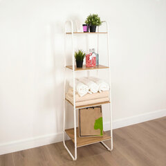 Стеллаж на металлокаркасе &laquo;Скандинавия-14&raquo;, 450&times;385&times;1470 мм, 4 полки ЛДСП, белый/<wbr/>дуб