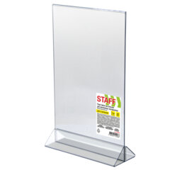 Подставка настольная для рекламных материалов ВЕРТИКАЛЬНАЯ (148&times;215 мм), А5, двусторонняя, STAFF, 291385