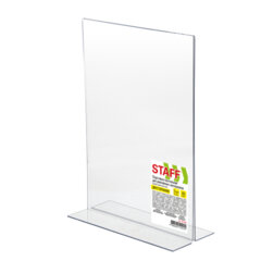 Подставка настольная для рекламных материалов МАЛОГО ФОРМАТА (150&times;210 мм), А5, двусторонняя, вертикальная, STAFF, 291398