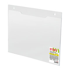 Подставка настенная для рекламных материалов ГОРИЗОНТАЛЬНАЯ (297&times;210 мм), А4, ПЭТ, STAFF, 291399