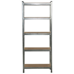 Стеллаж металлический BOOMHOUSE (БУМХАУС) безболтовой, 1800&times;750&times;350 мм, 5 полок МДФ, серебристый, 291411