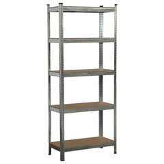 Стеллаж металлический BOOMHOUSE (БУМХАУС) безболтовой, 1800&times;750&times;350 мм, 5 полок МДФ, серебристый, 291411