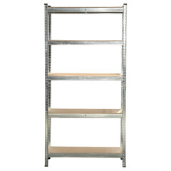 Стеллаж металлический BOOMHOUSE (БУМХАУС) безболтовой, 1800&times;900&times;400 мм, 5 полок МДФ, серебристый, 291412