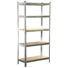 Стеллаж металлический BOOMHOUSE (БУМХАУС) безболтовой, 1800&times;900&times;400 мм, 5 полок МДФ, серебристый, 291412