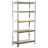 Стеллаж металлический BOOMHOUSE (БУМХАУС) безболтовой, 1800x900x400 мм, 5 полок МДФ, нагрузка на стеллаж до 875 кг, серебристый, 291412