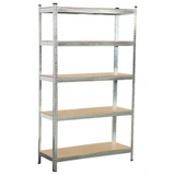 Стеллаж металлический BOOMHOUSE (БУМХАУС) безболтовой, 1800x1050x400 мм, 5 полок МДФ, нагрузка на стеллаж до 875 кг, серебристый, 291413