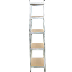 Стеллаж металлический BOOMHOUSE (БУМХАУС) безболтовой, 1800&times;1050&times;400 мм, 5 полок МДФ, серебристый, 291413