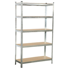 Стеллаж металлический BOOMHOUSE (БУМХАУС) безболтовой, 1800&times;1050&times;400 мм, 5 полок МДФ, серебристый, 291413