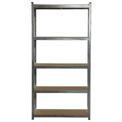 Стеллаж металлический BOOMHOUSE (БУМХАУС) безболтовой, 2000&times;1000&times;400 мм, 5 полок МДФ, серебристый, 291414