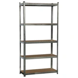 Стеллаж металлический BOOMHOUSE (БУМХАУС) безболтовой, 2000x1000x400 мм, 5 полок МДФ, нагрузка на стеллаж до 875 кг, серебристый, 291414