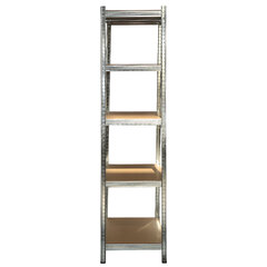 Стеллаж металлический BOOMHOUSE (БУМХАУС) безболтовой, 2000&times;1000&times;500 мм, 5 полок МДФ, серебристый, 291415