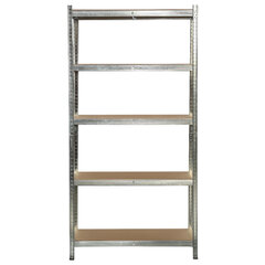 Стеллаж металлический BOOMHOUSE (БУМХАУС) безболтовой, 2000&times;1000&times;500 мм, 5 полок МДФ, серебристый, 291415