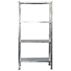 Стеллаж металл BOOMHOUSE (БУМХАУС) 1200&times;600&times;300 мм, 4 полки, нагрузка на стеллаж до 120 кг, серебристый, 291417