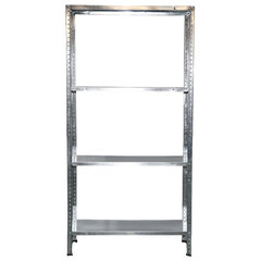 Стеллаж металл BOOMHOUSE (БУМХАУС) 1500&times;750&times;300 мм, 4 полки, нагрузка на стеллаж до 120 кг, серебристый, 291418