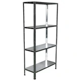 Стеллаж металлический BOOMHOUSE (БУМХАУС) 1500x750x300 мм, 4 полки, нагрузка на стеллаж до 120 кг, серебристый, 291418