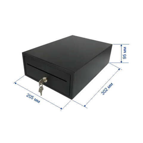 Ящик денежный механический ФОРТ 2M, 205х302х95 мм, без подключения ККМ, черный, 22463 - фото 4