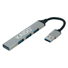 Хаб-разветвлитель KG-088, USB-A 3.2, высокоскоростной, 4 в 1, 1 х USB-A 3.2, 3 x USB-A 2.0, 60 мм, серый, KAIGO (КАЙГО), 355062