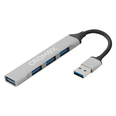 Хаб-разветвитель CRX-087, USB-A 2.0, 4 в 1, 4 x USB-A 2.0, 60 мм, серый, CROMEX (КРОМЕКС), 355064