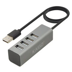 Хаб-разветвлитель KG-119, USB-A 2.0, 4 в 1, 4 x USB-A 2.0, 80 cм, серый, KAIGO (КАЙГО), 355066