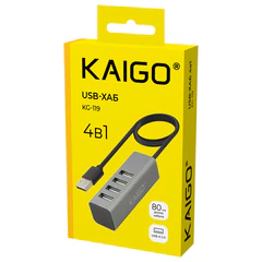 Хаб-разветвлитель KG-119, USB-A 2.0, 4 в 1, 4 x USB-A 2.0, 80 cм, серый, KAIGO (КАЙГО), 355066