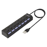 USB-хаб KG-086, USB-A 2.0, 7 в 1, с выключателями и LED-индикаторами, 7 x USB-A 2.0, кабель 50 cм, черный, KAIGO (КАЙГО), 355069