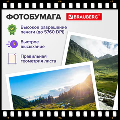 Фотобумага матовая, А4, 200 г/м2, двусторонняя, 100 листов, ПАКЕТ, BRAUBERG ORIGINAL, 364434