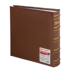 Фотоальбом BRAUBERG на 200 фото 10&times;15 см, под кожу (комбинированную), бумажные страницы, бокс, коричневый, 390483