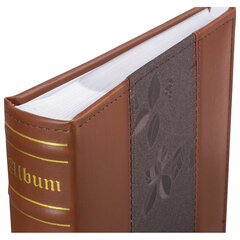 Фотоальбом BRAUBERG на 200 фото 10&times;15 см, под кожу (комбинированную), бумажные страницы, бокс, коричневый, 390483