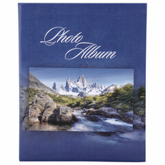 Фотоальбом BRAUBERG на 200 фотографий 10&times;15 см, твердая обложка, &laquo;Горный пейзаж&raquo;, синий, 390669