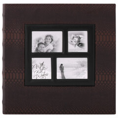 Фотоальбом BRAUBERG на 500 фотографий 10&times;15 см, обложка под кожу рептилии, рамка для фото, бокс, коричневый, 390680