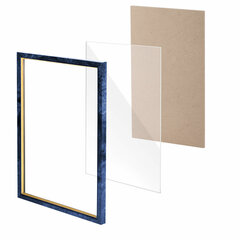 Рамка 21&times;30 см, пластик, багет 15 мм, BRAUBERG &laquo;HIT&raquo;, синий мрамор с позолотой, стекло, 390705