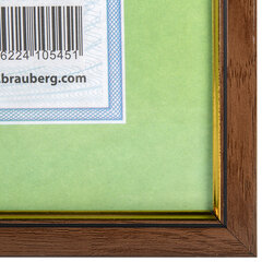 Рамка 21&times;30 см, пластик, багет 15 мм, BRAUBERG &laquo;HIT&raquo;, орех с позолотой, стекло, 390708