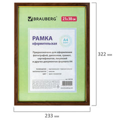 Рамка 21&times;30 см, пластик, багет 15 мм, BRAUBERG &laquo;HIT&raquo;, орех с позолотой, стекло, 390708