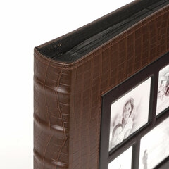 Фотоальбом BRAUBERG на 500 фотографий 10&times;15 см, обложка под кожу крокодила, рамка для фото, коричневый, 390715