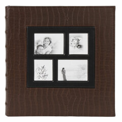 Фотоальбом BRAUBERG на 500 фотографий 10&times;15 см, обложка под кожу крокодила, рамка для фото, коричневый, 390715