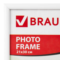 Рамка 21&times;30 см, пластик, багет 12 мм, BRAUBERG &laquo;HIT2&raquo;, белая, стекло, 390948