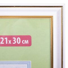 Рамка 21&times;30 см небьющаяся, пластик, багет 20 мм, BRAUBERG &laquo;HIT3&raquo;, белая с двойной позолотой, 390983