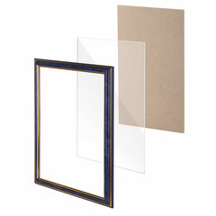 Рамка 21&times;30 см небьющаяся, пластик, багет 20 мм, BRAUBERG &laquo;HIT3&raquo;, синий мрамор с двойной позолотой, 390988