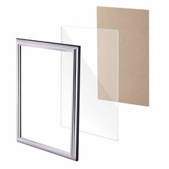 Рамка 21&times;30 см, пластик, багет 20 мм, BRAUBERG &laquo;HIT3&raquo;, серебро, стекло, 390991