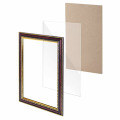 Рамка 21&times;30 см, пластик, багет 30 мм, BRAUBERG &laquo;HIT4&raquo;, красное дерево с двойной позолотой, стекло, 390996