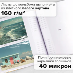 Фотоальбом BRAUBERG на 200 фото 10х15 см, под кожу, бумажные страницы, бокс, бело-золотистый, 391112