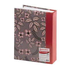 Фотоальбом BRAUBERG на 200 фото 10&times;15 см, твердая обложка, &laquo;Флора&raquo;, серый с красным, 391121