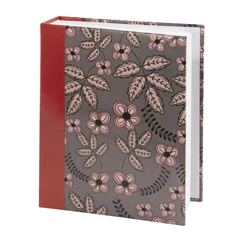 Фотоальбом BRAUBERG на 200 фото 10&times;15 см, твердая обложка, &laquo;Флора&raquo;, серый с красным, 391121