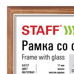 Рамка 21&times;30 см, дерево, багет 17 мм, STAFF, мокко, стекло, 391140