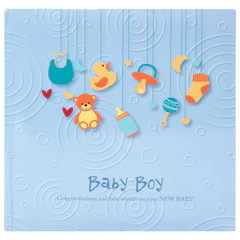 Фотоальбом BRAUBERG &laquo;Baby Boy&raquo; на 200 фото 10&times;15 см, твердая обложка, бумажная страница, бокс, голубой, 391144