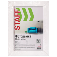 Рамка 10&times;15 см, небьющаяся, STAFF &laquo;Grand&raquo;, багет 18 мм, белая, МДФ, 391208