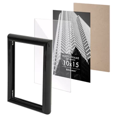 Рамка 10&times;15 см небьющаяся, багет 14 мм, пластик, BRAUBERG &laquo;Original&raquo;, черная, 391227
